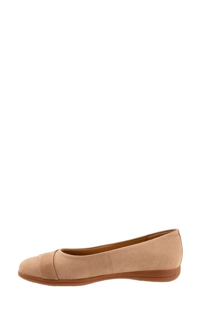 Shop Trotters Danni Leather & Suede Flat In Sand Nubuck