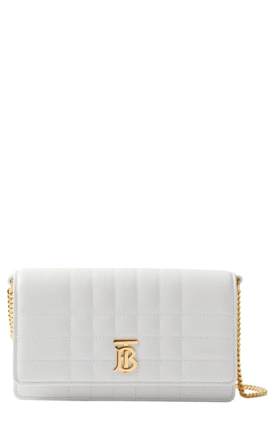 Shop Burberry Lola Quilted Leather Crossbody Bag In Optic White