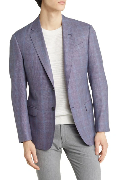 Windowpane Virgin Wool Sport Coat In Rose