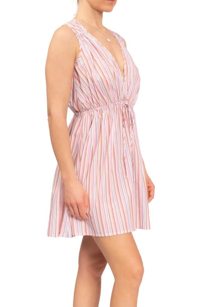 Shop Everyday Ritual Dawn Mini Cotton Nightgown In Verona Pink Stripe