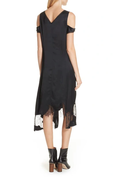Shop Helmut Lang Deconstructed Lace Trim Dress In Black