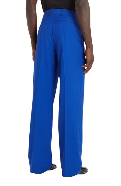 Shop Versace Wool & Silk Formal Pants In Electric Blue