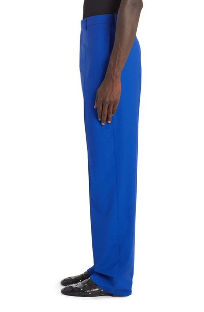 Shop Versace Wool & Silk Formal Pants In Electric Blue