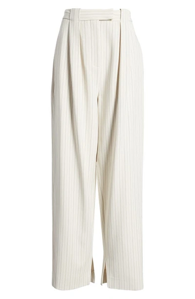 Shop Ted Baker Kllarat Pinstripe Tailored Barrel Leg Trousers In Cream