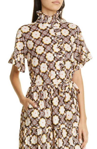 Shop Mille Victoria Ruffle Front Dress In Merida Print