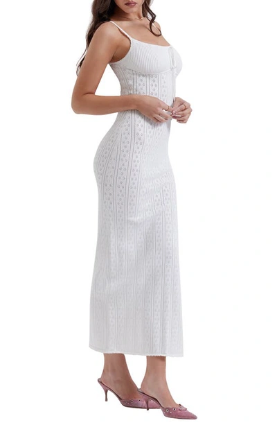 House Of Cb Pointelle Maxi Sweater Dress In White