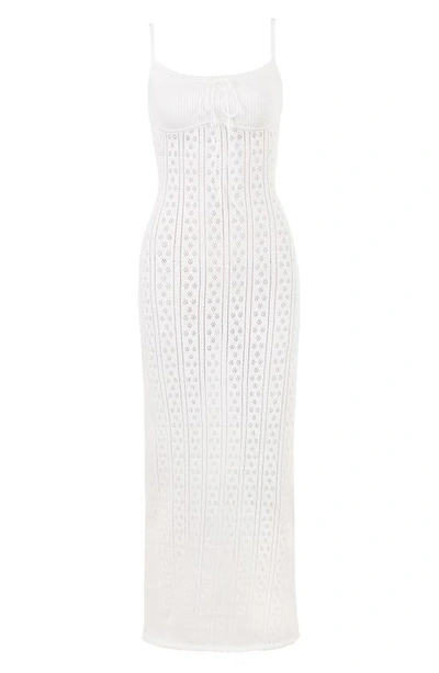 House Of Cb Pointelle Maxi Sweater Dress In White