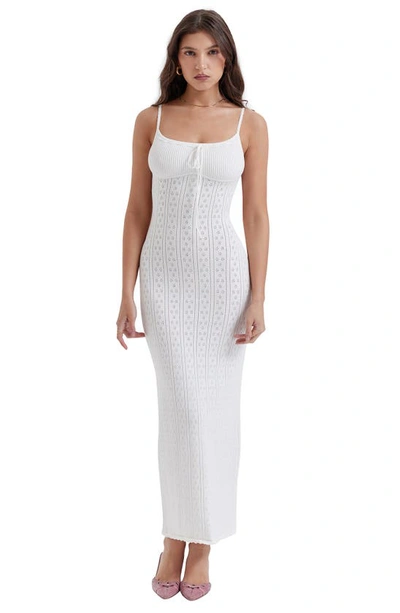House Of Cb Pointelle Maxi Sweater Dress In White