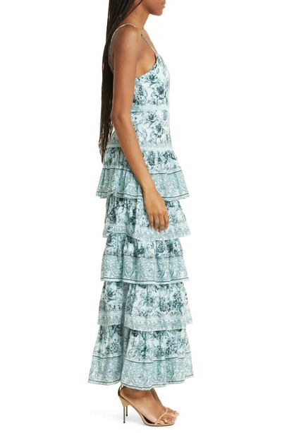 Shop Alice And Olivia Valencia Floral Print Tiered Maxi Dress In Journey Floral Julep