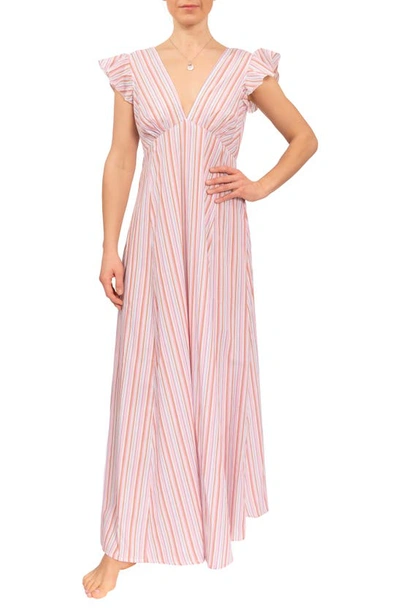 Shop Everyday Ritual Heidi Nightgown In Verona Pink Stripe