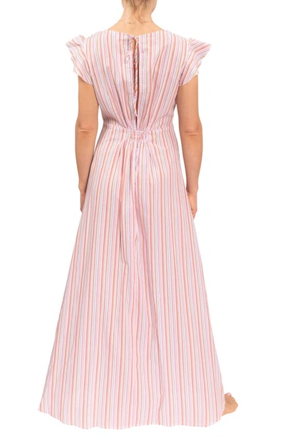 Shop Everyday Ritual Heidi Nightgown In Verona Pink Stripe
