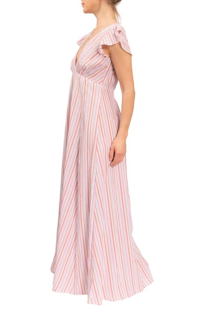 Shop Everyday Ritual Heidi Nightgown In Verona Pink Stripe