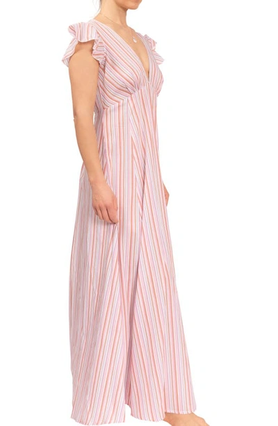 Shop Everyday Ritual Heidi Nightgown In Verona Pink Stripe