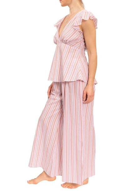 Shop Everyday Ritual Harper Cotton Pajamas In Verona Pink Stripe