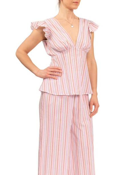 Shop Everyday Ritual Harper Cotton Pajamas In Verona Pink Stripe