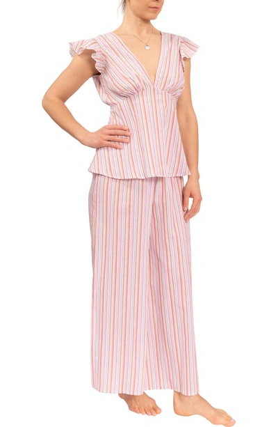 Shop Everyday Ritual Harper Cotton Pajamas In Verona Pink Stripe