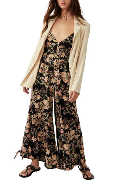 Shop Free People Stand Out Floral Wide Leg Jumpsuit In Black Combo