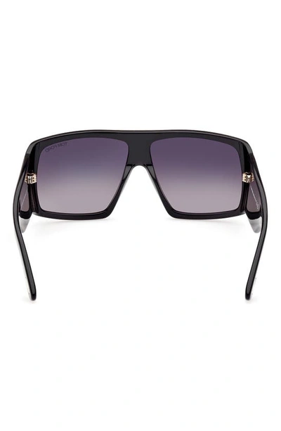 Shop Tom Ford Raven 60mm Square Sunglasses In Shiny Black / Gradient Smoke