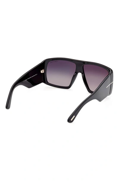 Shop Tom Ford Raven 60mm Square Sunglasses In Shiny Black / Gradient Smoke
