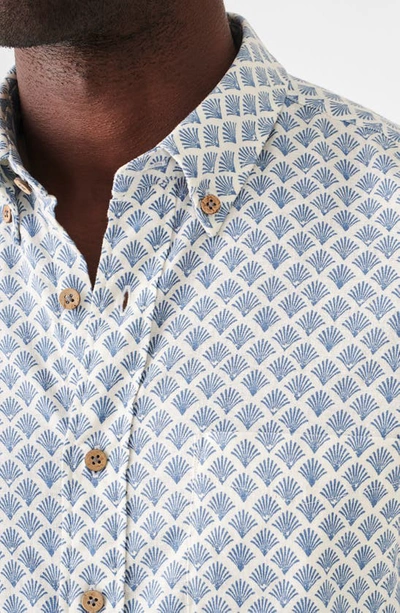 Shop Faherty Breeze Shell Print Short Sleeve Hemp & Lyocell Button-down Shirt In White Wall Scallop Print