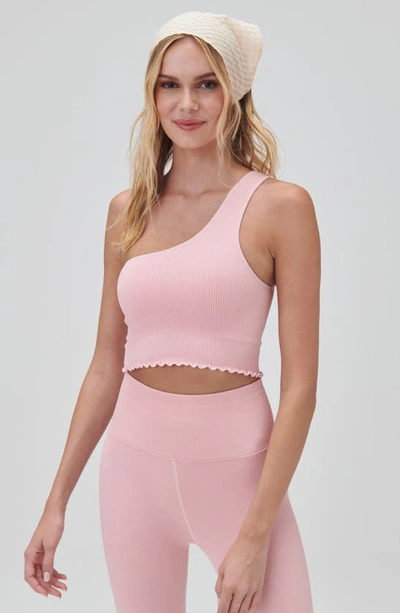 Shop Spiritual Gangster Luna One-shoulder Seamless Crop Tank Top In Peony