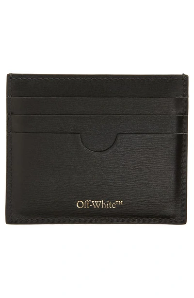 Shop Off-white Jitney Life's Work Quote Simple Leather Card Case In Black White