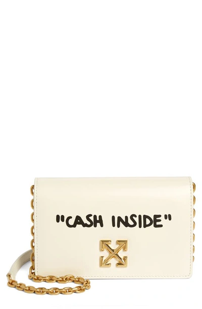 Shop Off-white Jitney 0.5 Quote Leather Shoulder Bag In Ivory Black