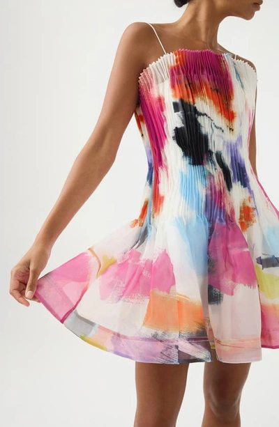 Shop Aje Celestial Abstract Print Pleated Dress In Abstract Sunset