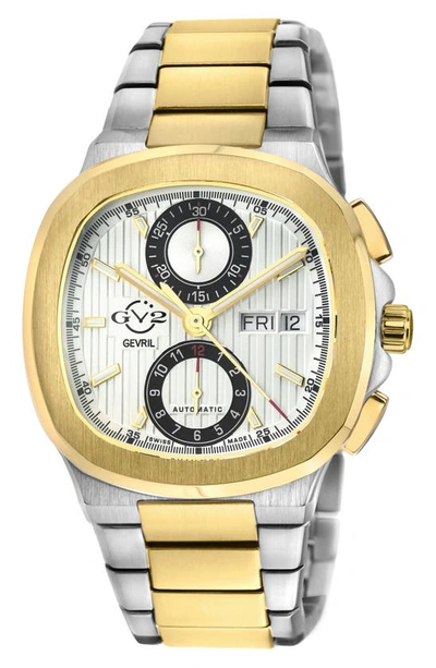 Shop Gv2 Potente Automatic Chronograph Stainless Steel Bracelet Watch, 40mm In Two Toned