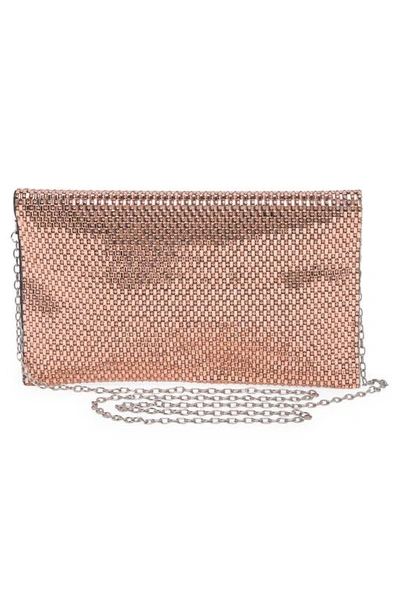 Shop Natasha Crystal Envelope Clutch In Rose Gold