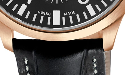 Gevril Men's Vaughn Swiss Automatic Black Italian Leather Strap Watch 44mm In Black