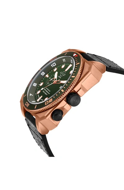Shop Gv2 Xo Submarine Automatic Swiss Leather Strap Watch, 44mm In Green