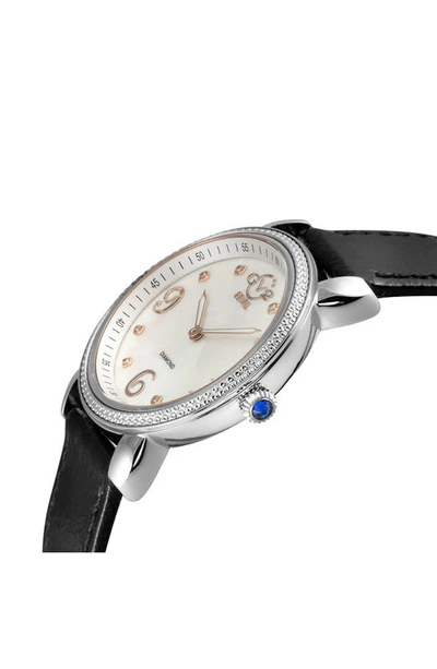 Gv2 Ravenna Swiss Quartz Diamond Accent Leather Strap Watch, 37mm In Black