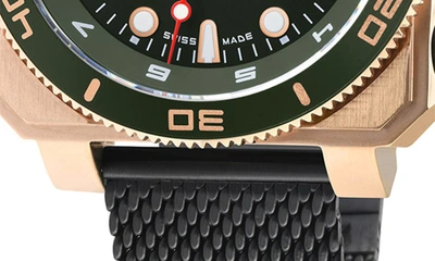 Shop Gv2 Xo Submarine Swiss Mesh Strap Bracelet Watch, 44mm In Black