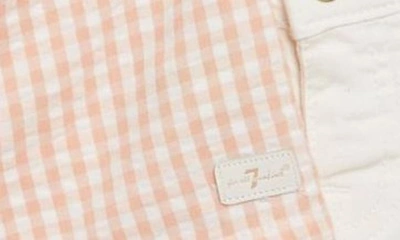 Shop 7 For All Mankind Kids' Gingham Top & Denim Shorts Set In Clay