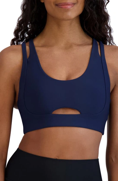 Shop Sage Collective Sage Collective Double Up Cutout Bralette In Wavy Navy