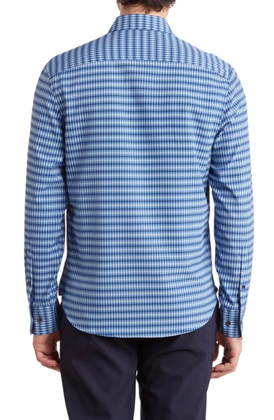 Construct Slim Fit Geo Plaid 4-way Stretch Button-up Shirt In Navy