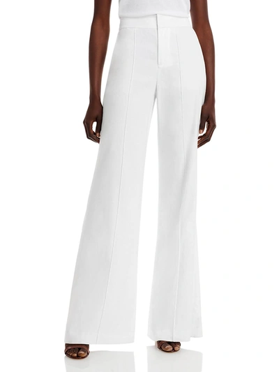 Alice And Olivia Dylan High Waist Wide Leg Pants In Ecru Vegan Leather In White