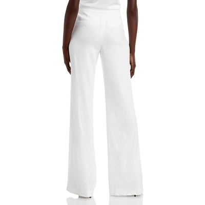 Alice And Olivia Dylan High Waist Wide Leg Pants In Ecru Vegan Leather In White