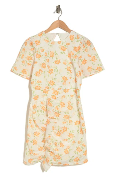 Shop Adelyn Rae Alicia Floral Short Sleeve Dress In Orange