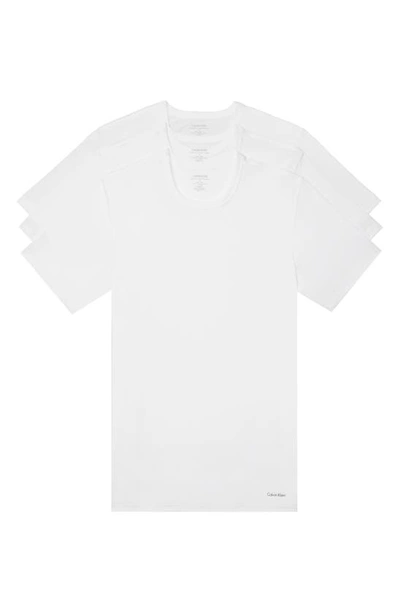 Shop Calvin Klein 3-pack Slim Fit Cotton Crewneck T-shirt In White