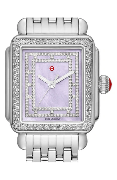 Shop Michele Deco Madison Bracelet Watch, 33mm In Stainless Steel
