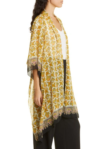 Etro Micro Apple Silk Wrap In Yellow