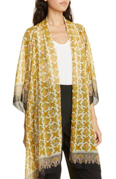 Etro Micro Apple Silk Wrap In Yellow