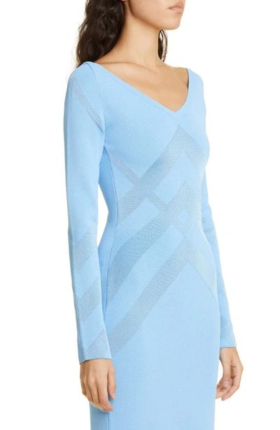 Shop Burberry Orietta Long Sleeve Chevron Sweater Dress In Foxglove Blue
