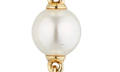 Nadri Dot Dot Dot Imitation Pearl Linear Drop Earrings In Gold With Pearl
