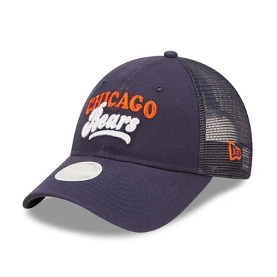 Shop New Era Navy Chicago Bears Team Trucker 9forty Snapback Hat