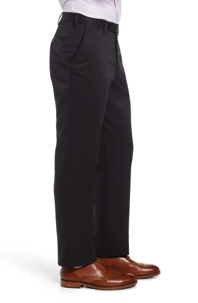 Berle Classic Fit Flat Front Microfiber Performance Dress Pants In Black