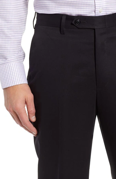 Berle Classic Fit Flat Front Microfiber Performance Dress Pants In Black