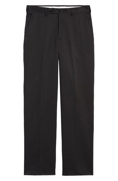 Berle Classic Fit Flat Front Microfiber Performance Dress Pants In Black